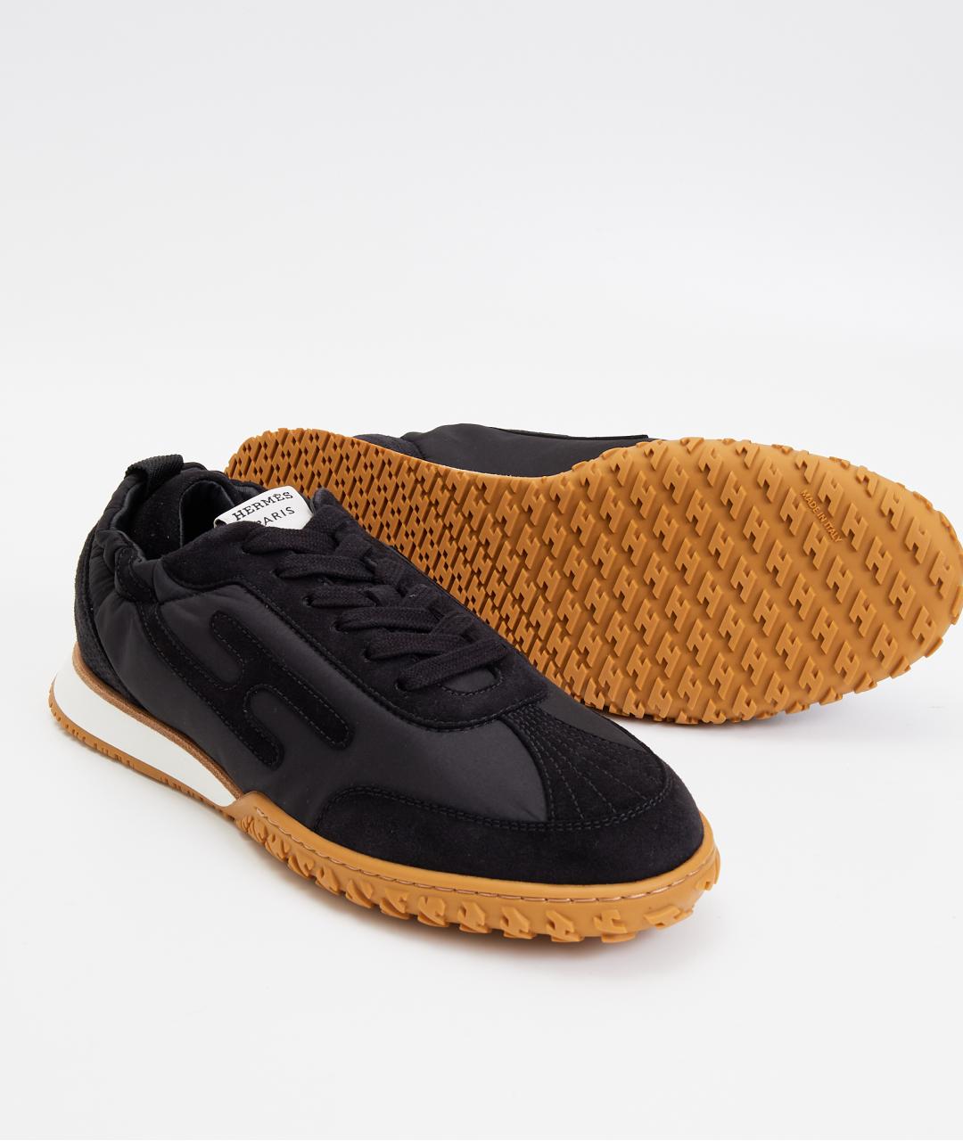 HERMES Черные замшевые кроссовки, фото 4