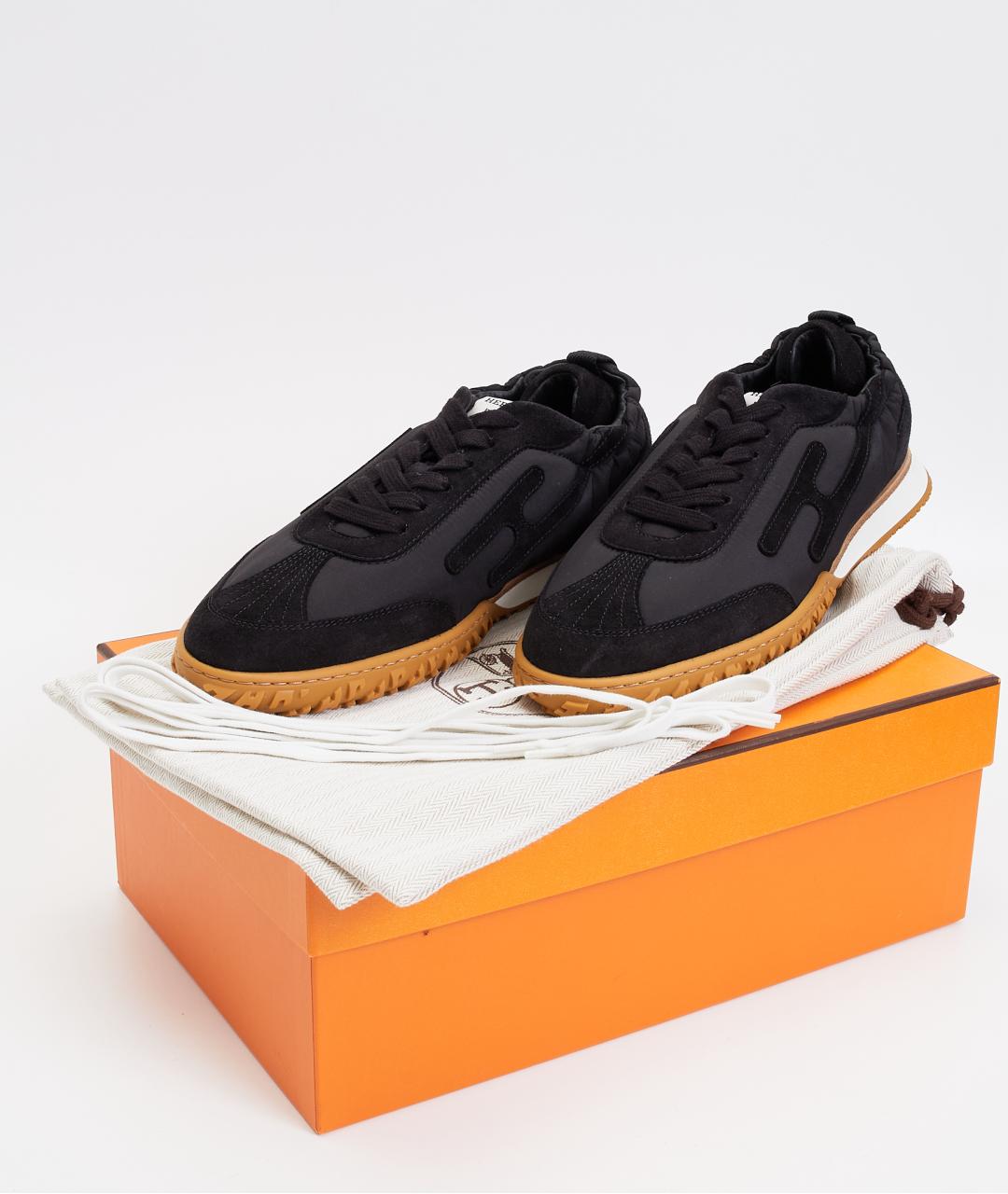 HERMES Черные замшевые кроссовки, фото 7