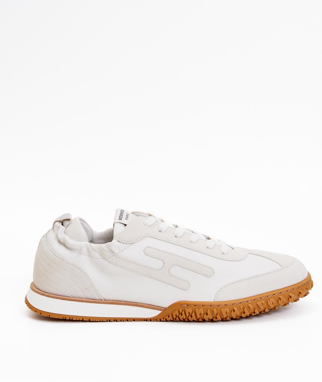 HERMES Белые замшевые низкие кроссовки / кеды, фото 8