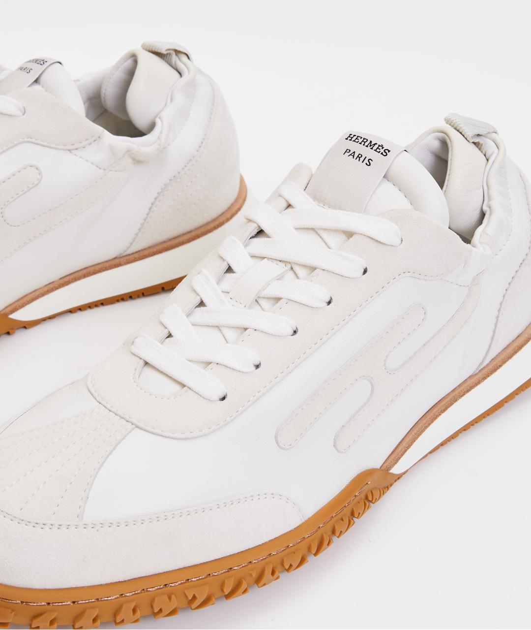 HERMES Белые замшевые низкие кроссовки / кеды, фото 4