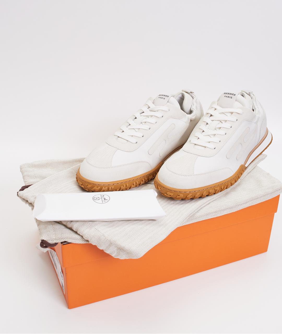 HERMES Белые замшевые низкие кроссовки / кеды, фото 6