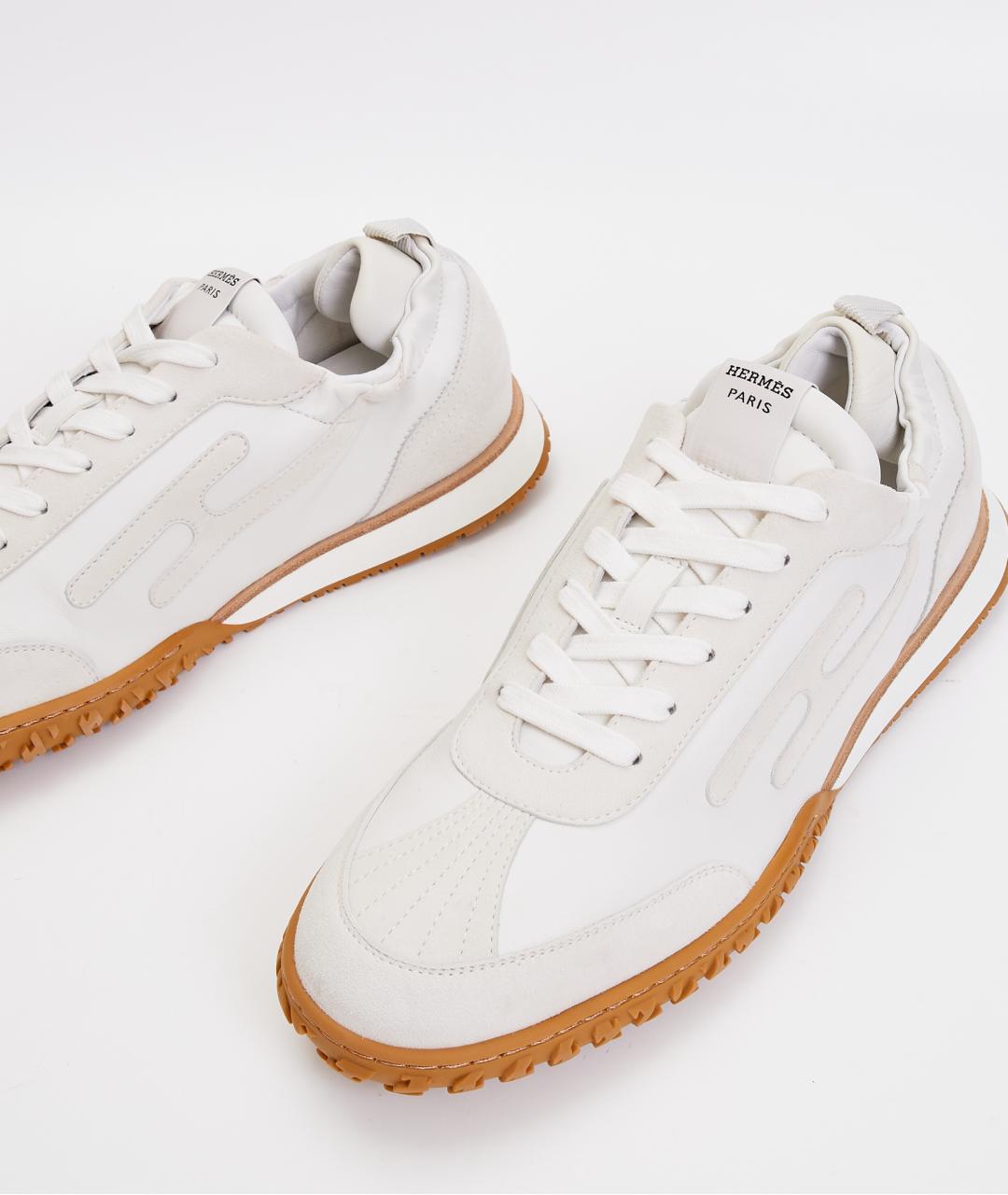 HERMES Белые замшевые низкие кроссовки / кеды, фото 3