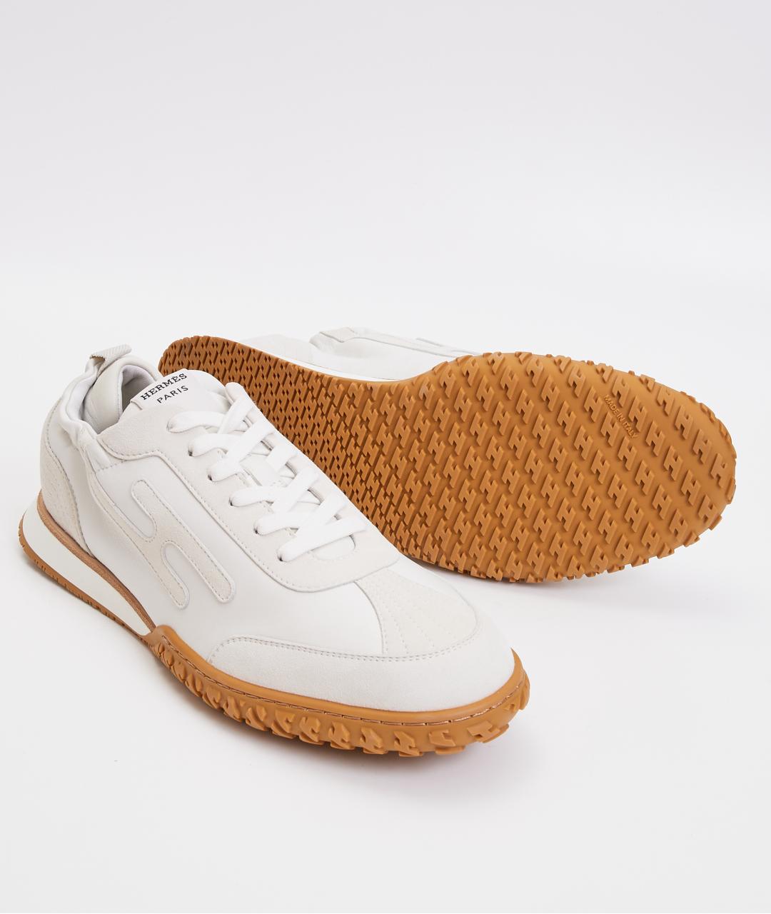 HERMES Белые замшевые низкие кроссовки / кеды, фото 5