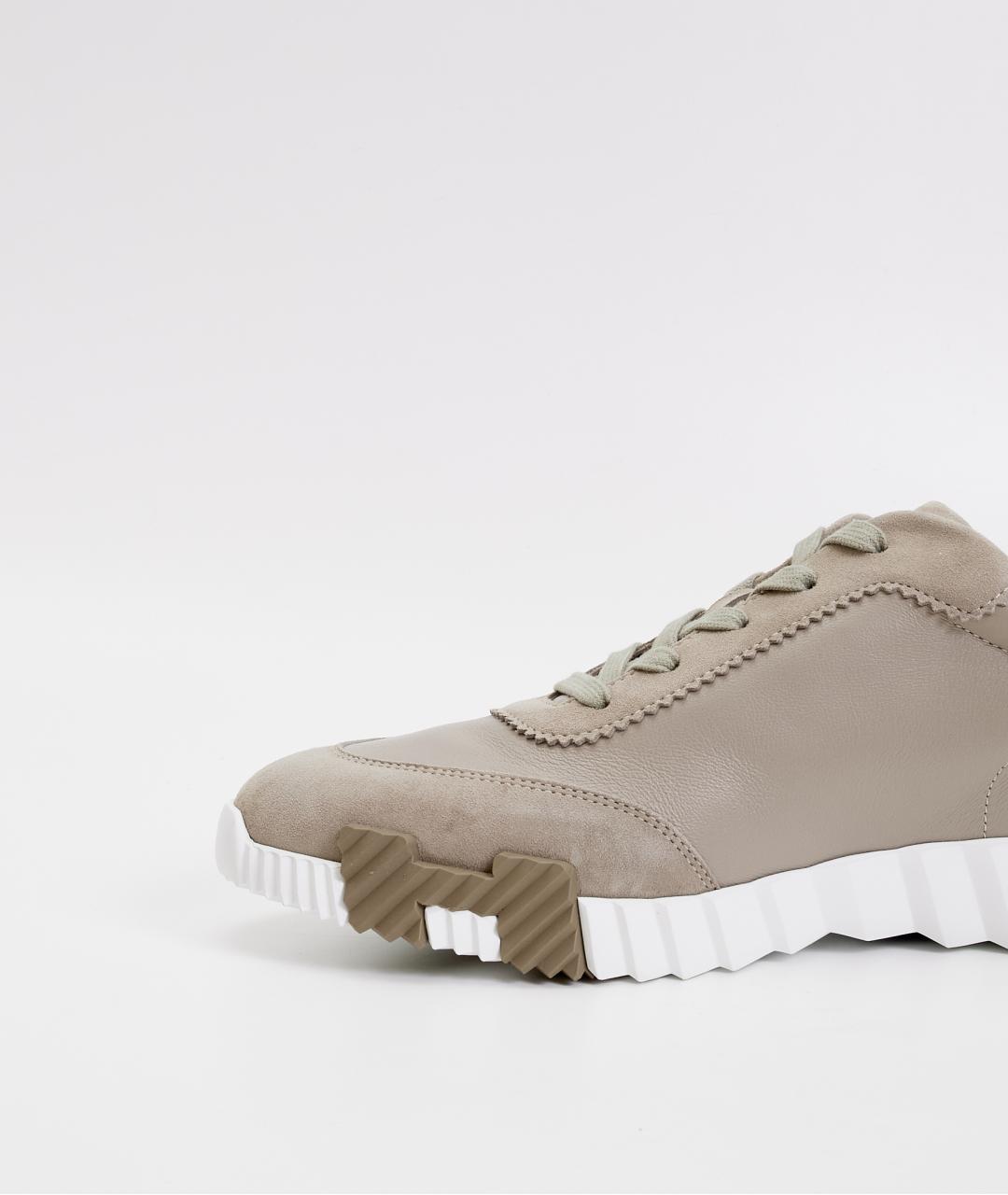 HERMES Бежевые кожаные низкие кроссовки / кеды, фото 4