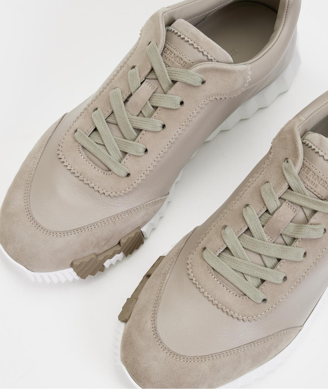 HERMES Бежевые кожаные низкие кроссовки / кеды, фото 3