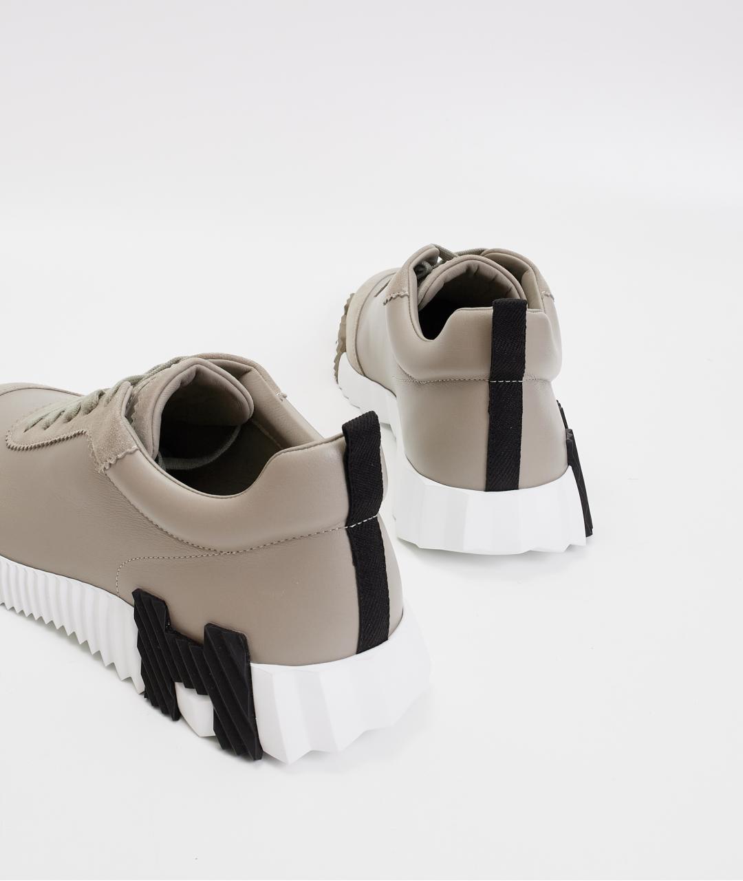 HERMES Бежевые кожаные низкие кроссовки / кеды, фото 5