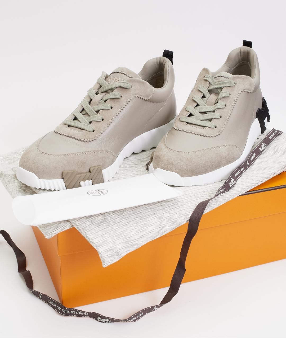 HERMES Бежевые кожаные низкие кроссовки / кеды, фото 7