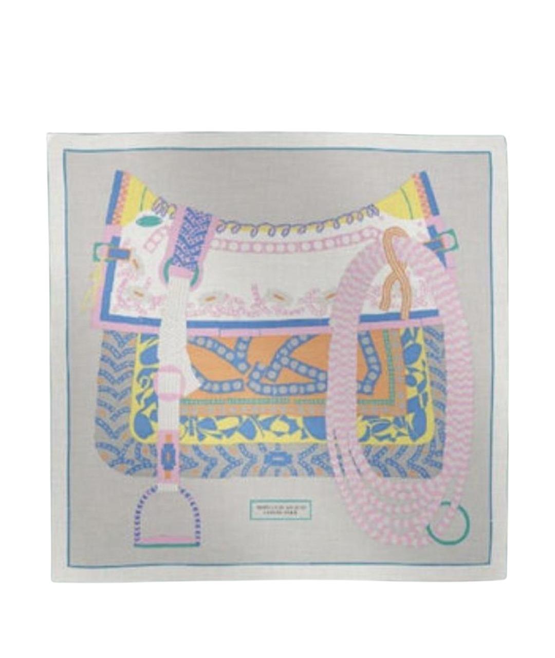 HERMES Серебрянный кашемировый шарф, фото 1