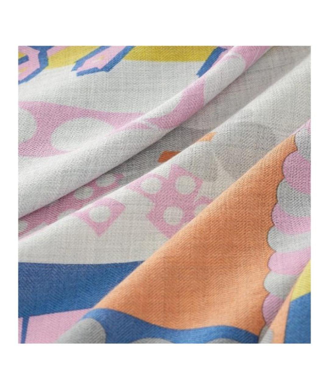 HERMES Серебрянный кашемировый шарф, фото 2