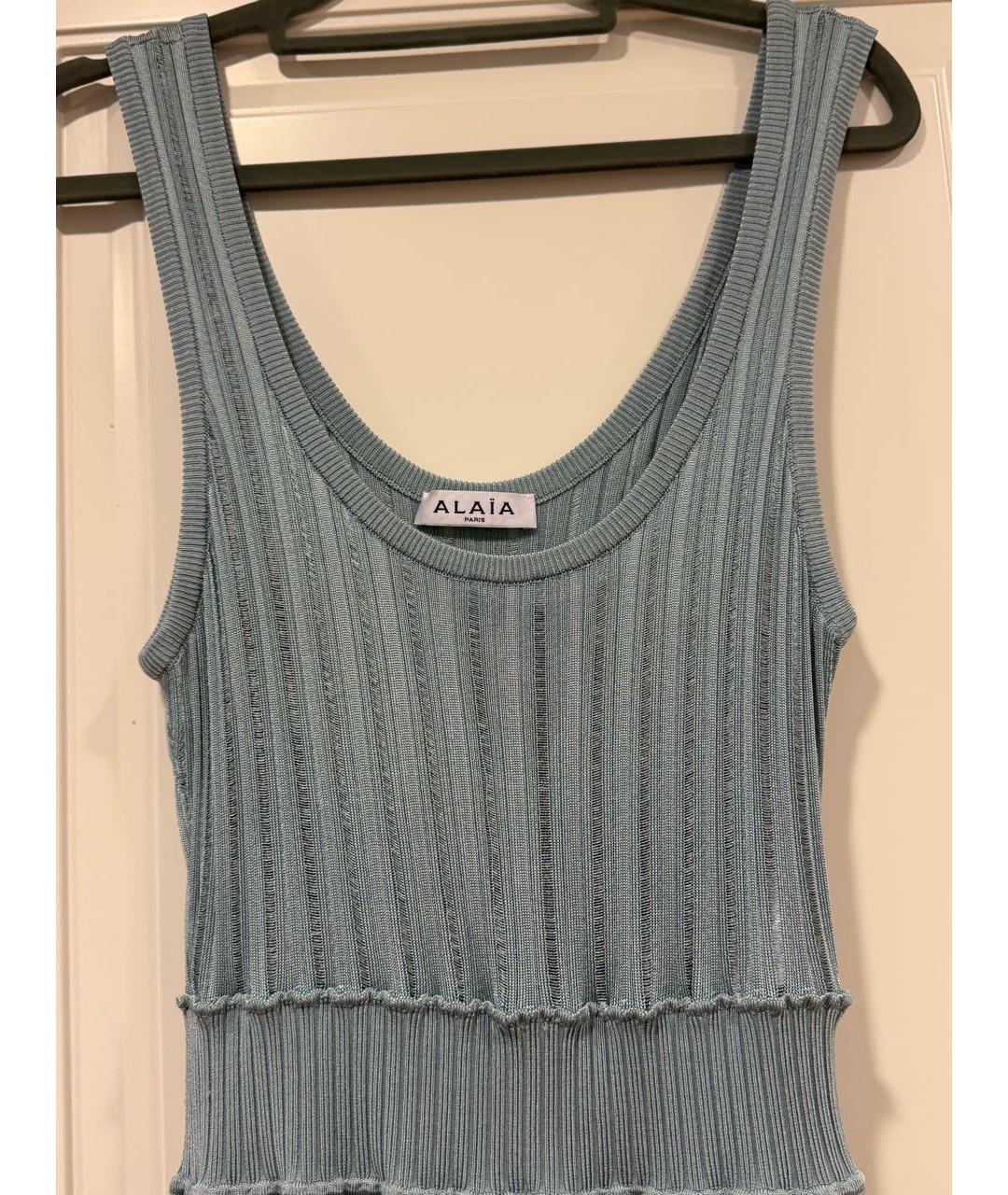 ALAIA Голубое вискозное коктейльное платье, фото 3