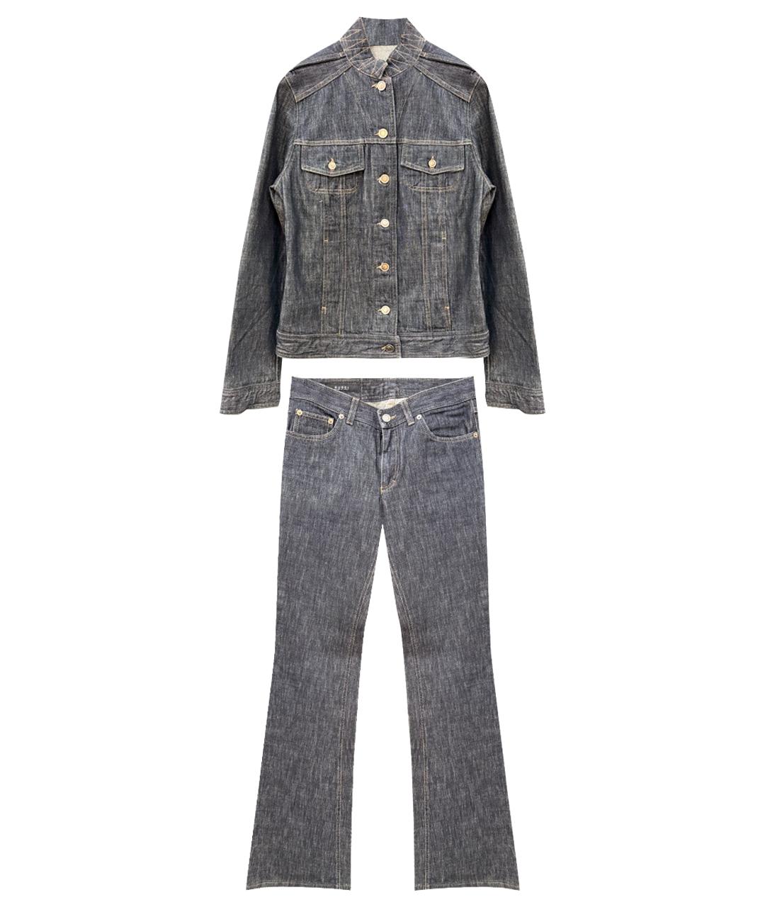 GUCCI Темно-синий деним костюм с брюками, фото 1