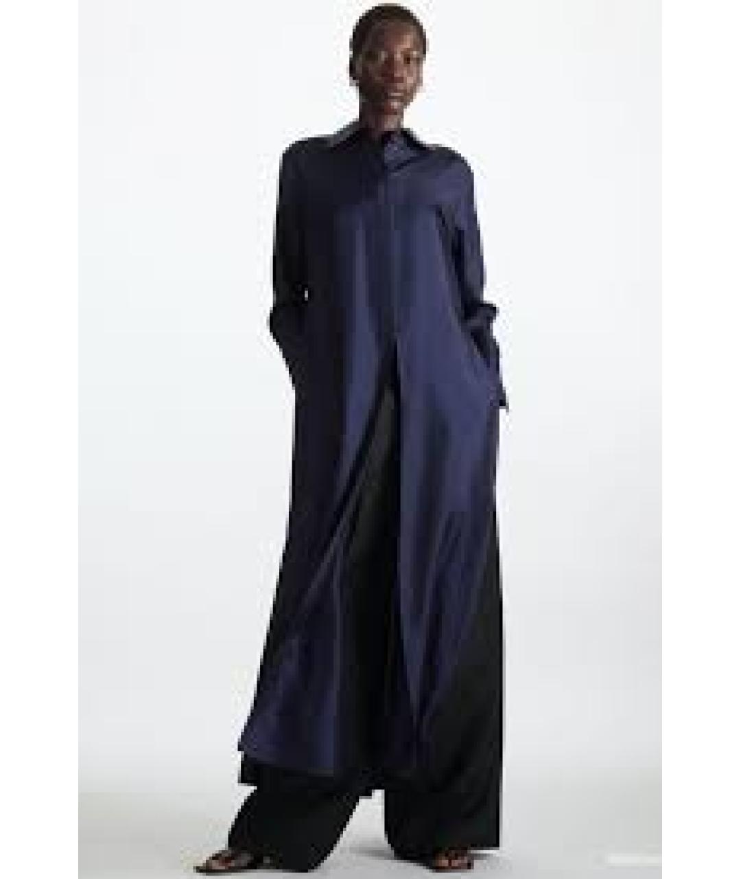 COS Темно-синий шелковый тренч/плащ, фото 5