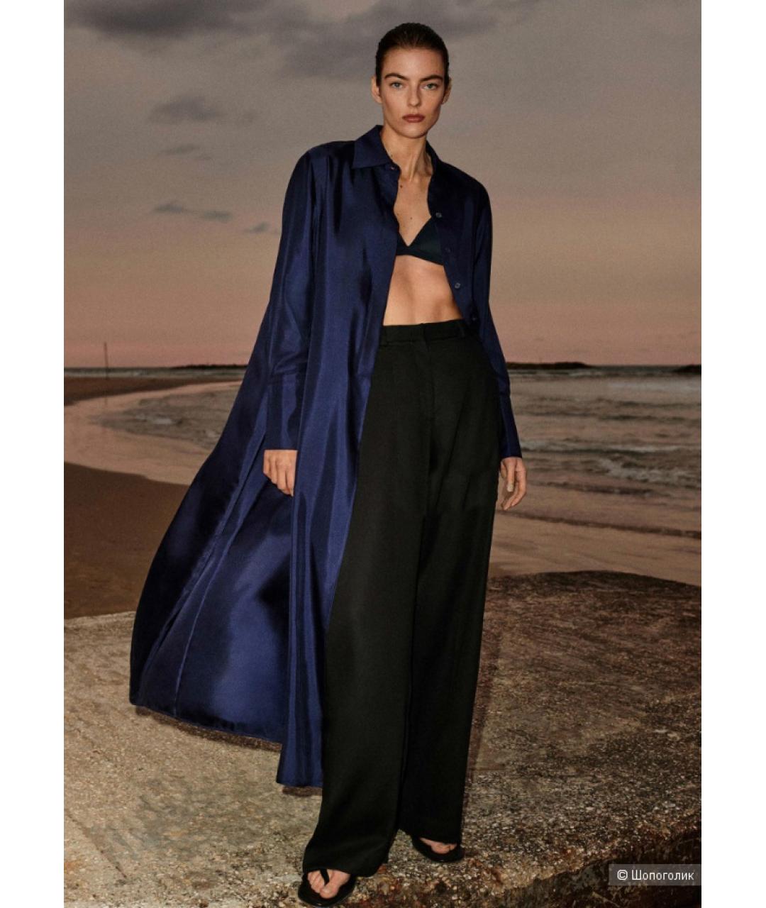 COS Темно-синий шелковый тренч/плащ, фото 4