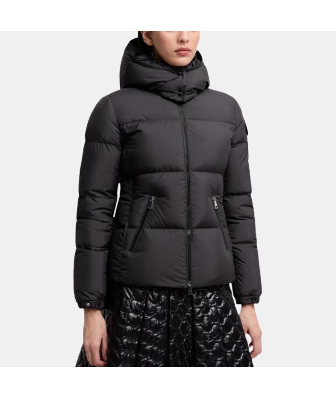 MONCLER Черный полиэстеровый пуховик, фото 4