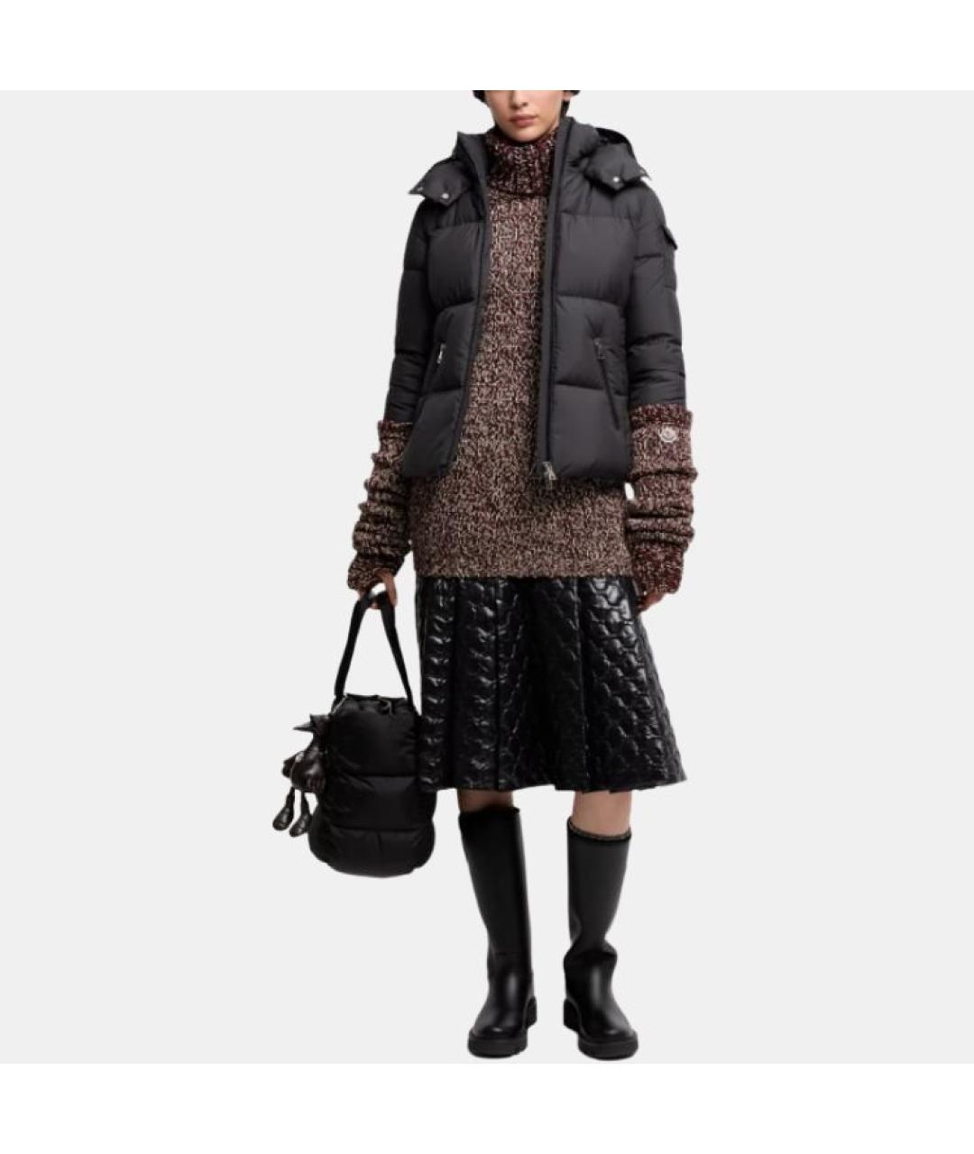 MONCLER Черный полиэстеровый пуховик, фото 2