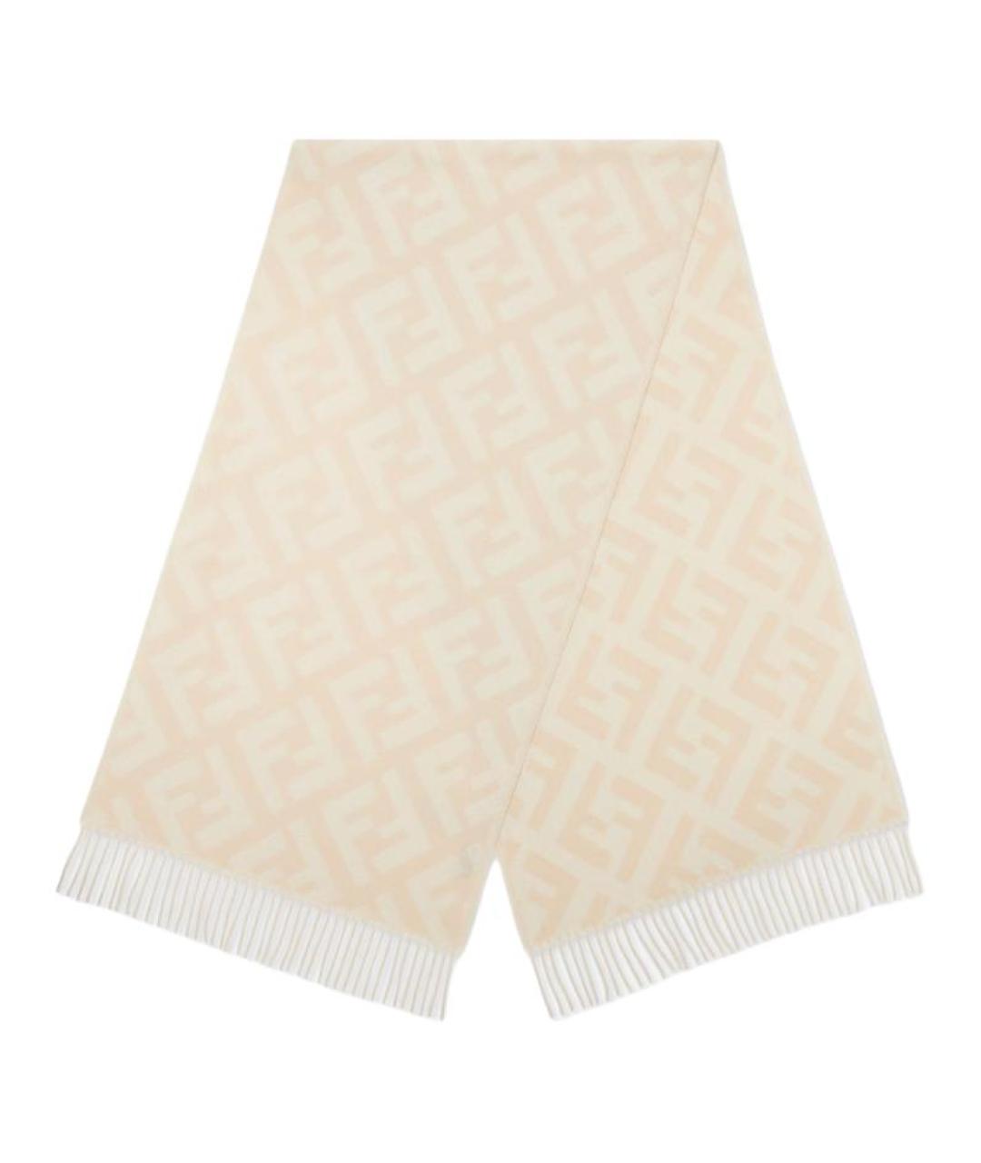 FENDI Бежевый шерстяной шарф, фото 1