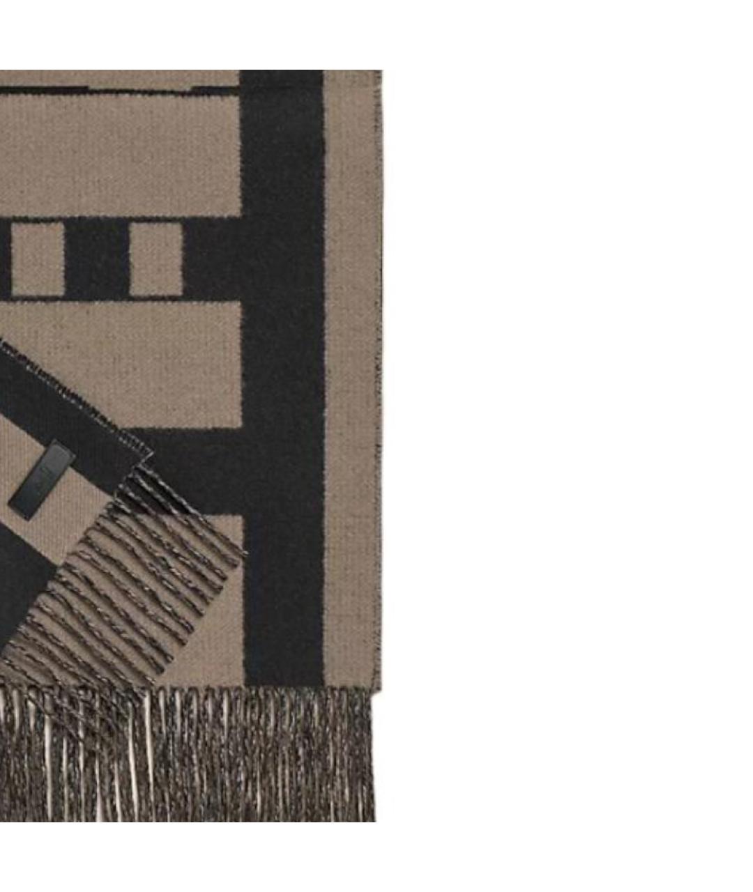 HERMES Коричневый кашемировый шарф, фото 2