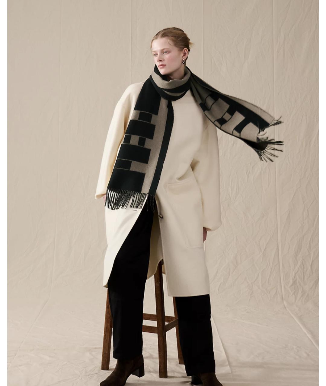 HERMES Коричневый кашемировый шарф, фото 3