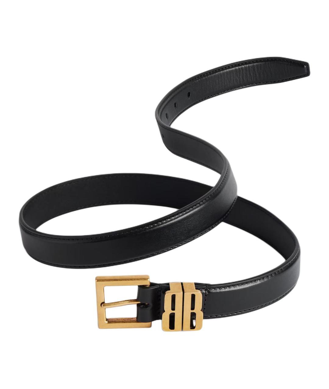 BALENCIAGA Черный кожаный ремень, фото 1