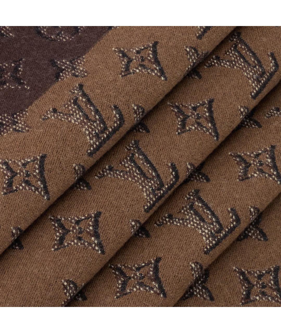 LOUIS VUITTON Коричневый шерстяной шарф, фото 3