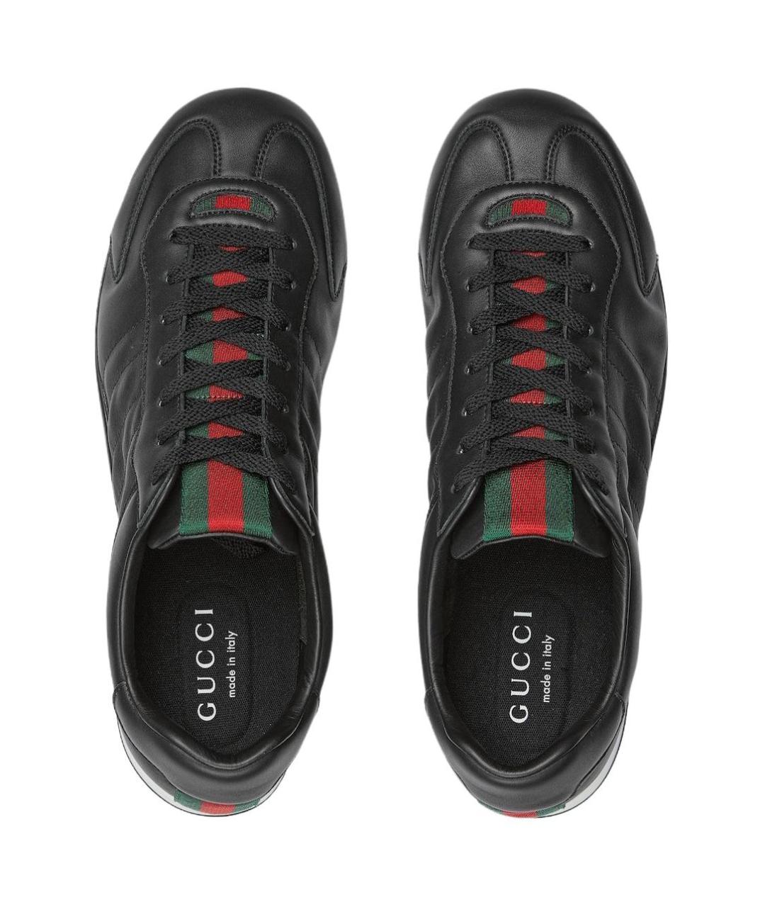 GUCCI Черные кожаные низкие кроссовки / кеды, фото 4