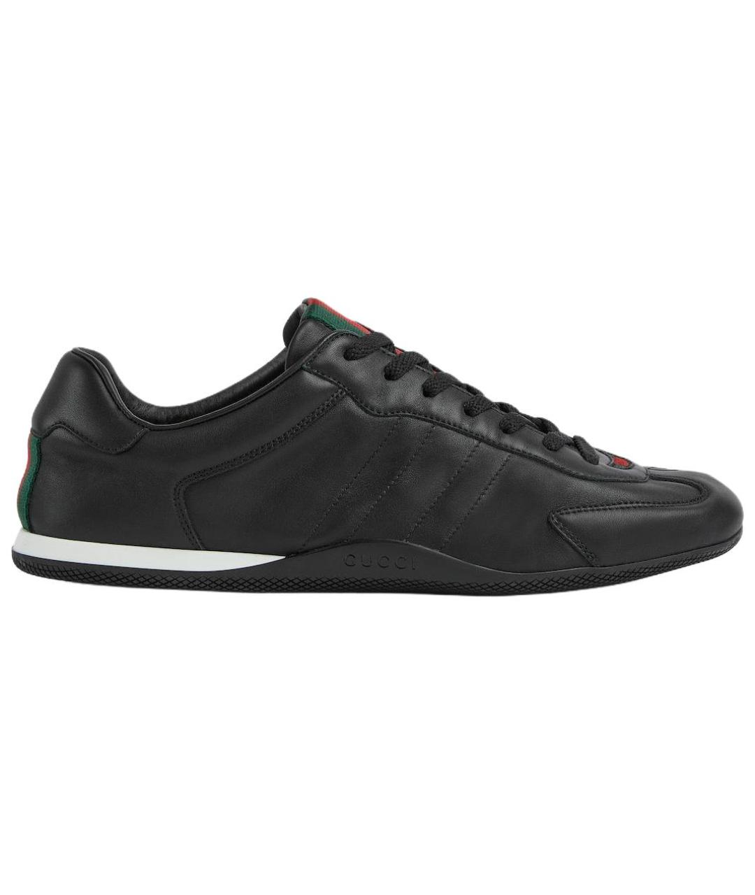 GUCCI Черные кожаные низкие кроссовки / кеды, фото 1