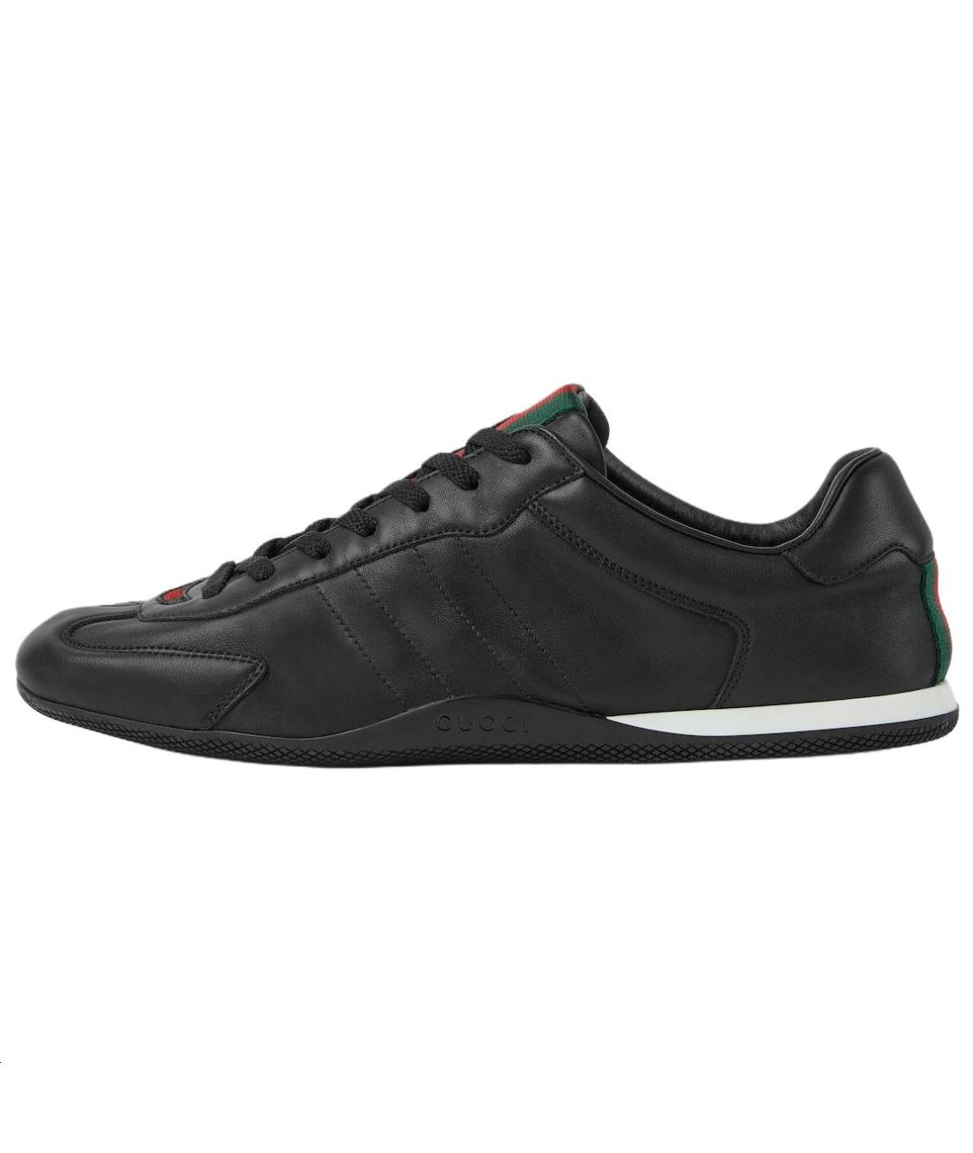 GUCCI Черные кожаные низкие кроссовки / кеды, фото 2