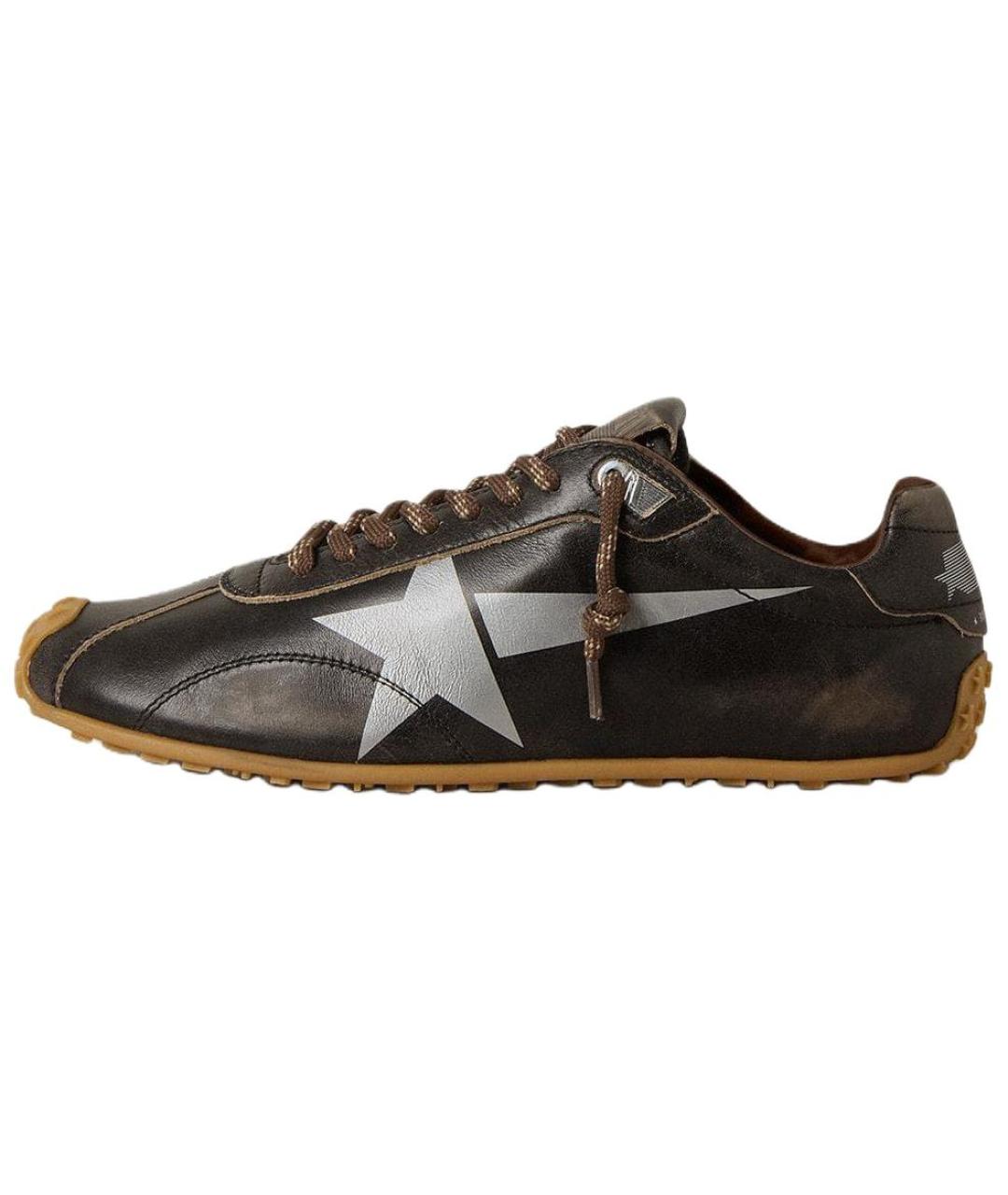 GOLDEN GOOSE DELUXE BRAND Черные кожаные низкие кроссовки / кеды, фото 2