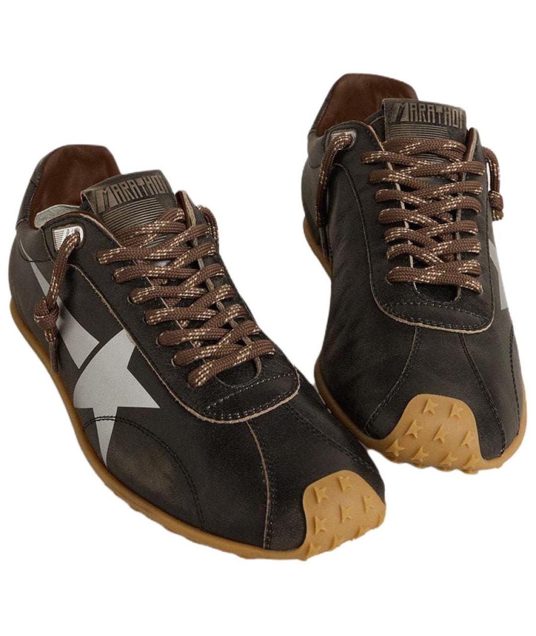 GOLDEN GOOSE DELUXE BRAND Черные кожаные низкие кроссовки / кеды, фото 4