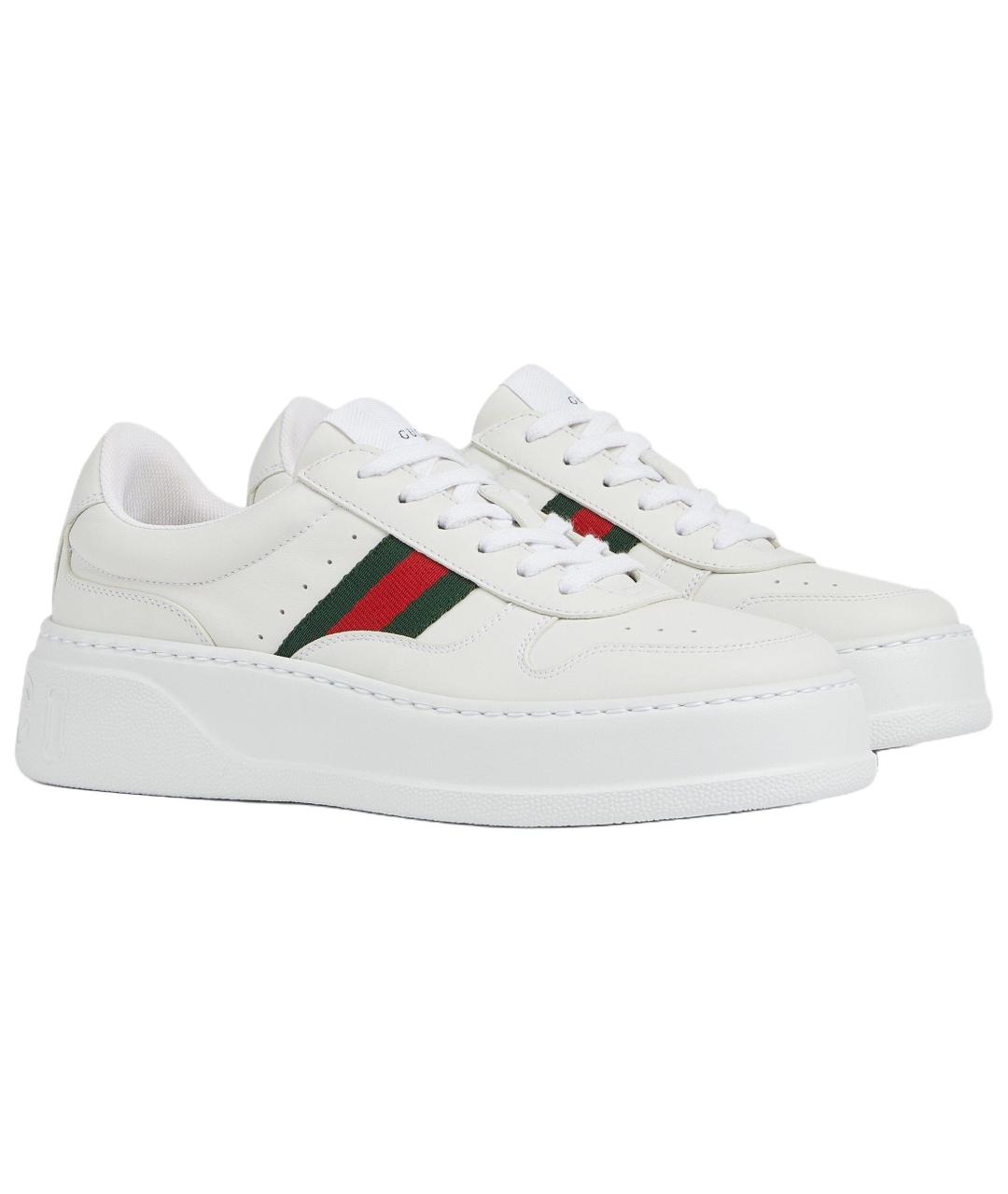 GUCCI Белые кожаные кеды, фото 3