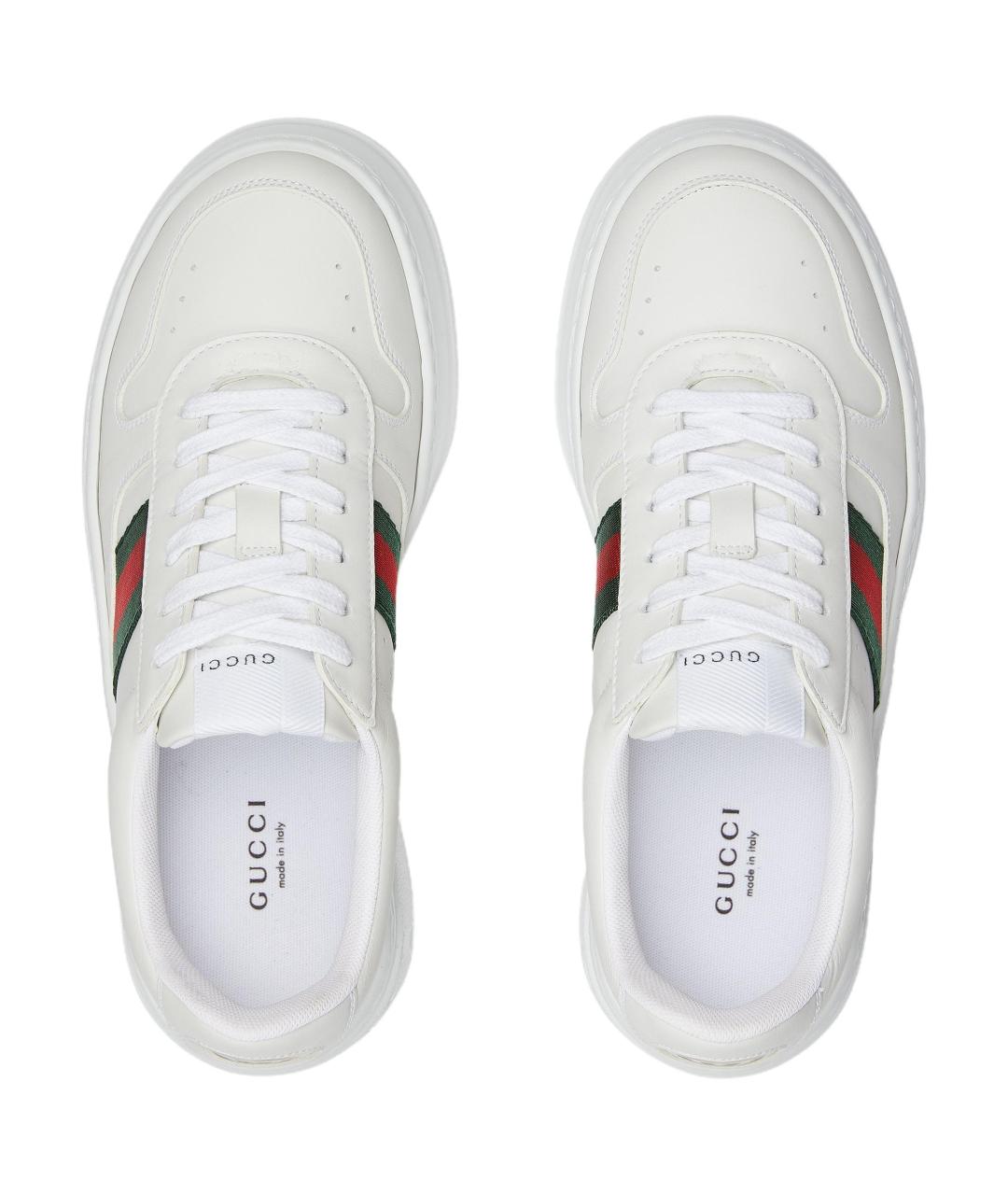 GUCCI Белые кожаные кеды, фото 4