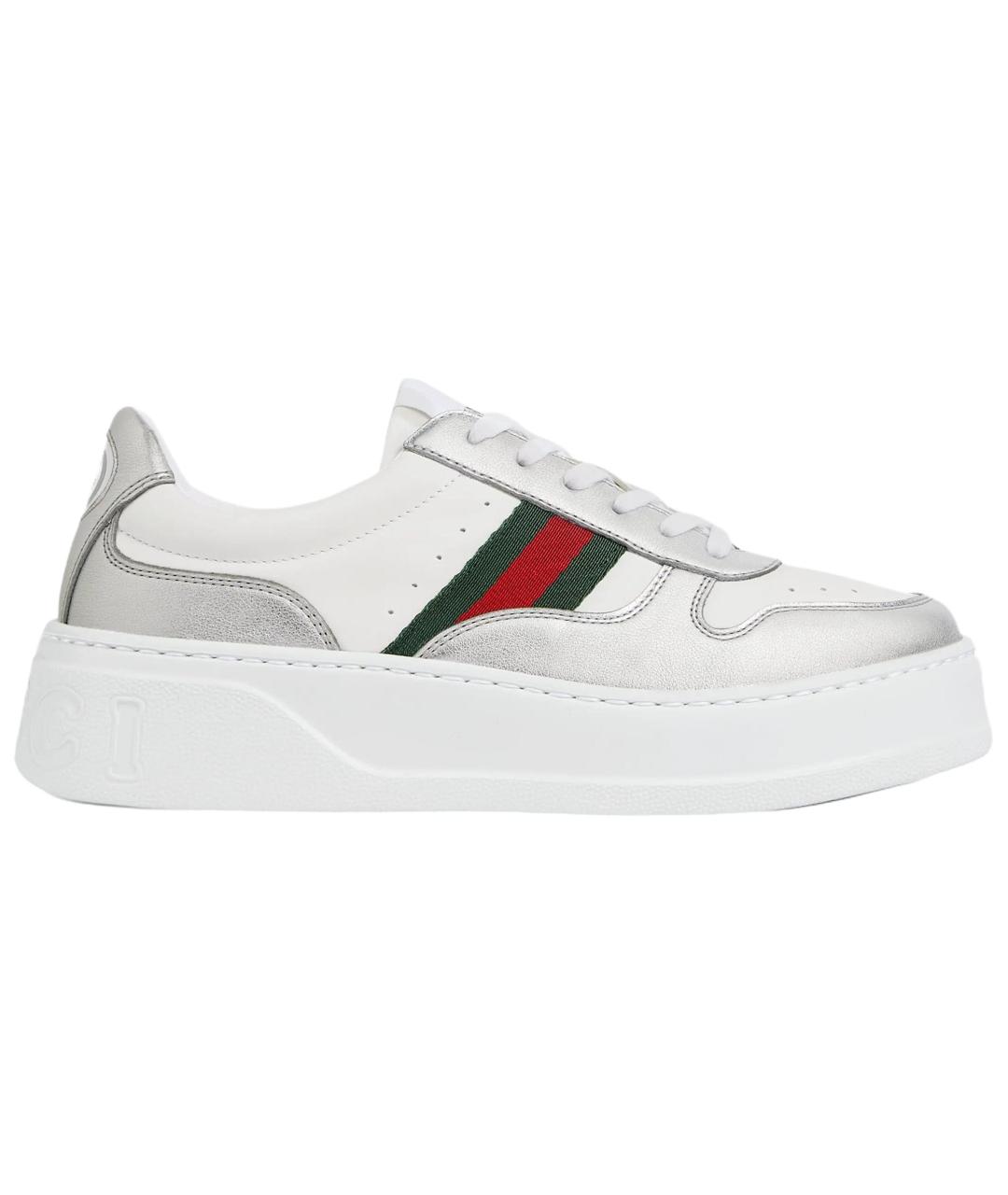 GUCCI Белые кожаные кроссовки, фото 1