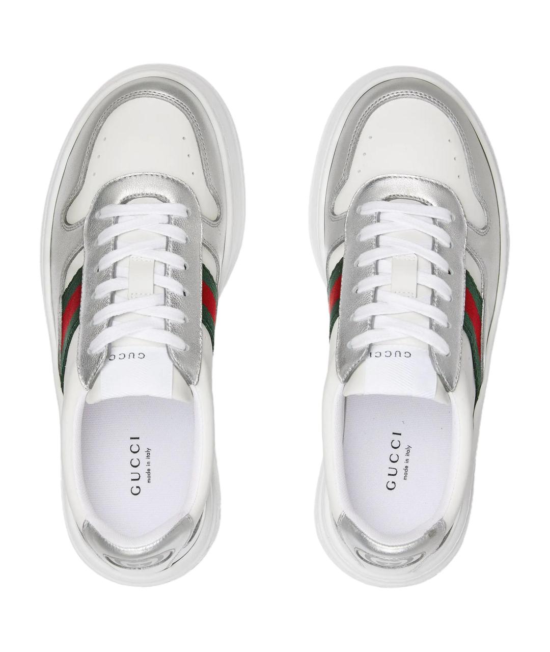 GUCCI Белые кожаные кроссовки, фото 4