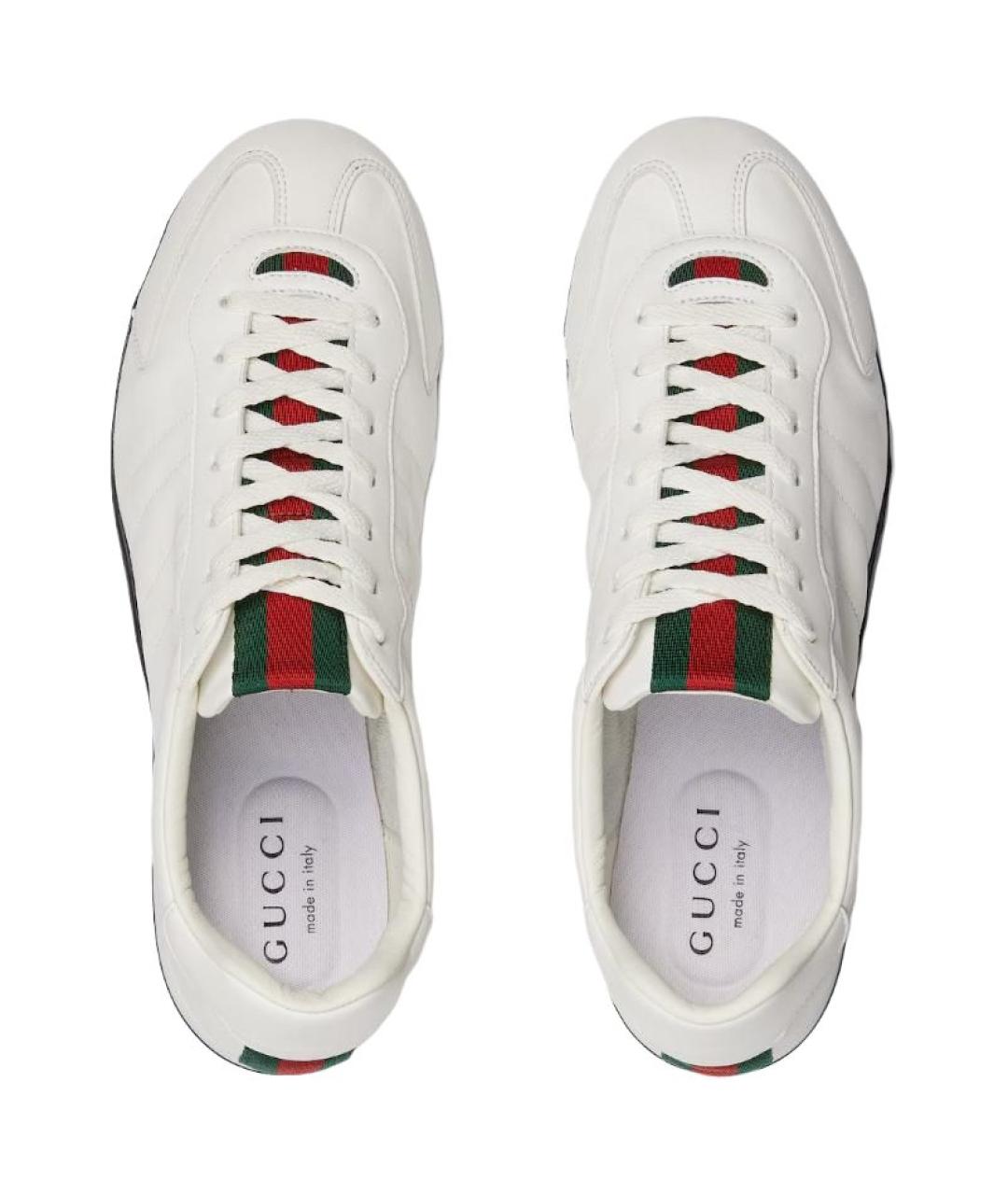 GUCCI Белые кожаные низкие кроссовки / кеды, фото 4