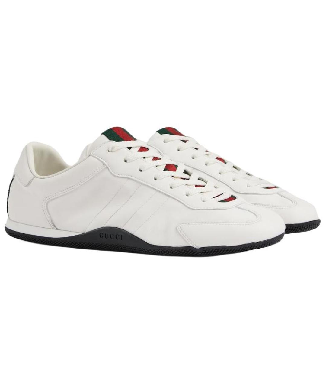 GUCCI Белые кожаные низкие кроссовки / кеды, фото 3