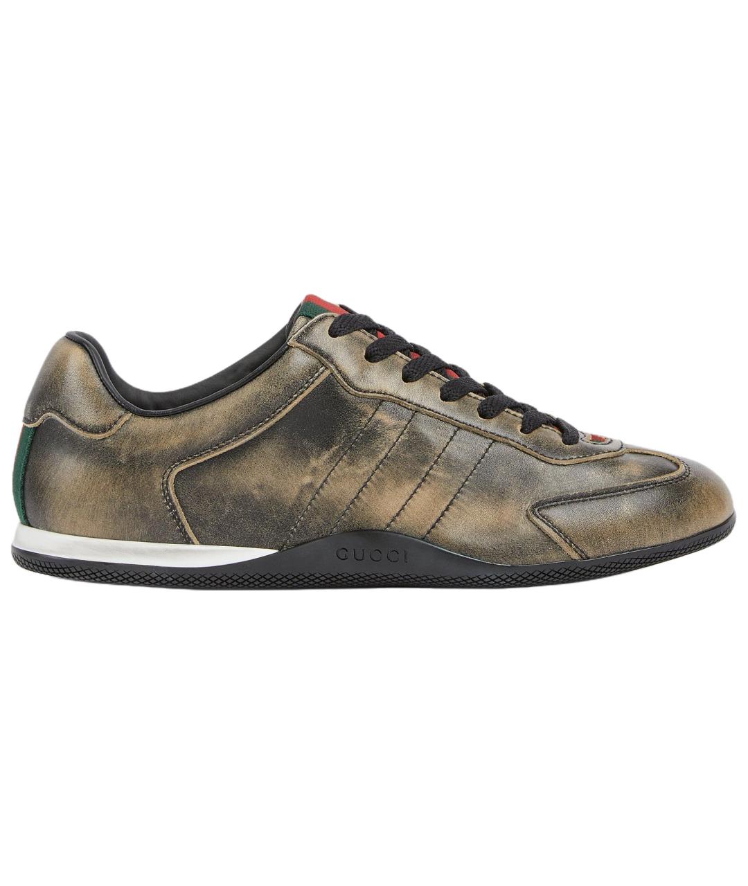 GUCCI Черные кожаные кроссовки, фото 1