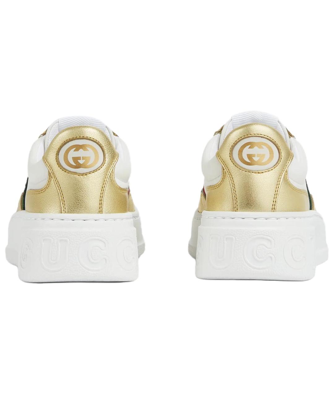 GUCCI Золотые кожаные кроссовки, фото 5