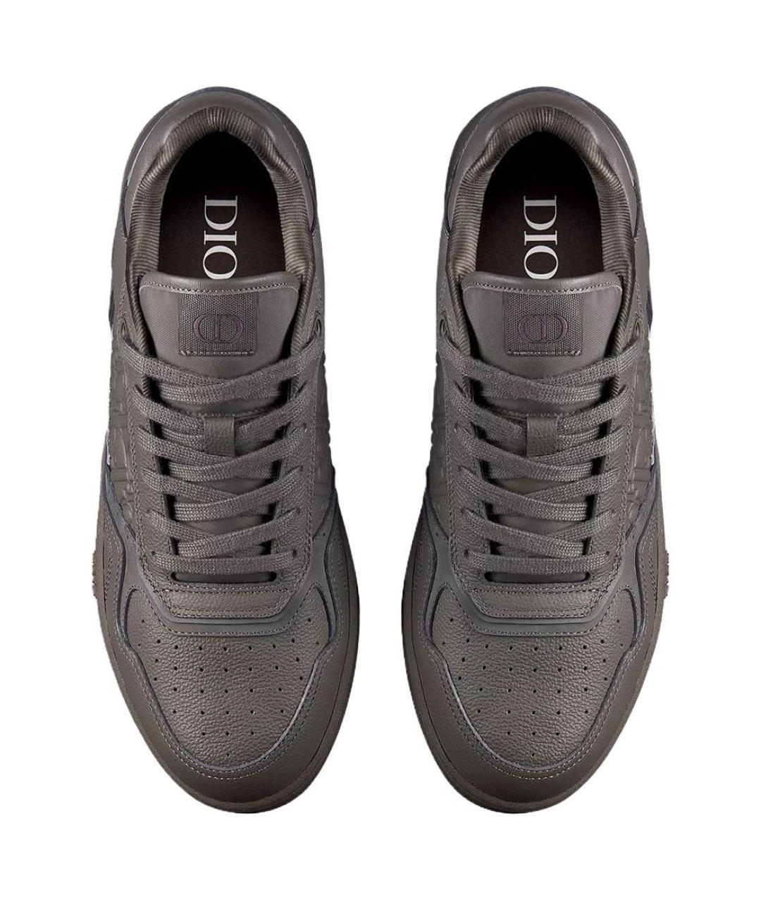 CHRISTIAN DIOR Серые кожаные низкие кроссовки / кеды, фото 4