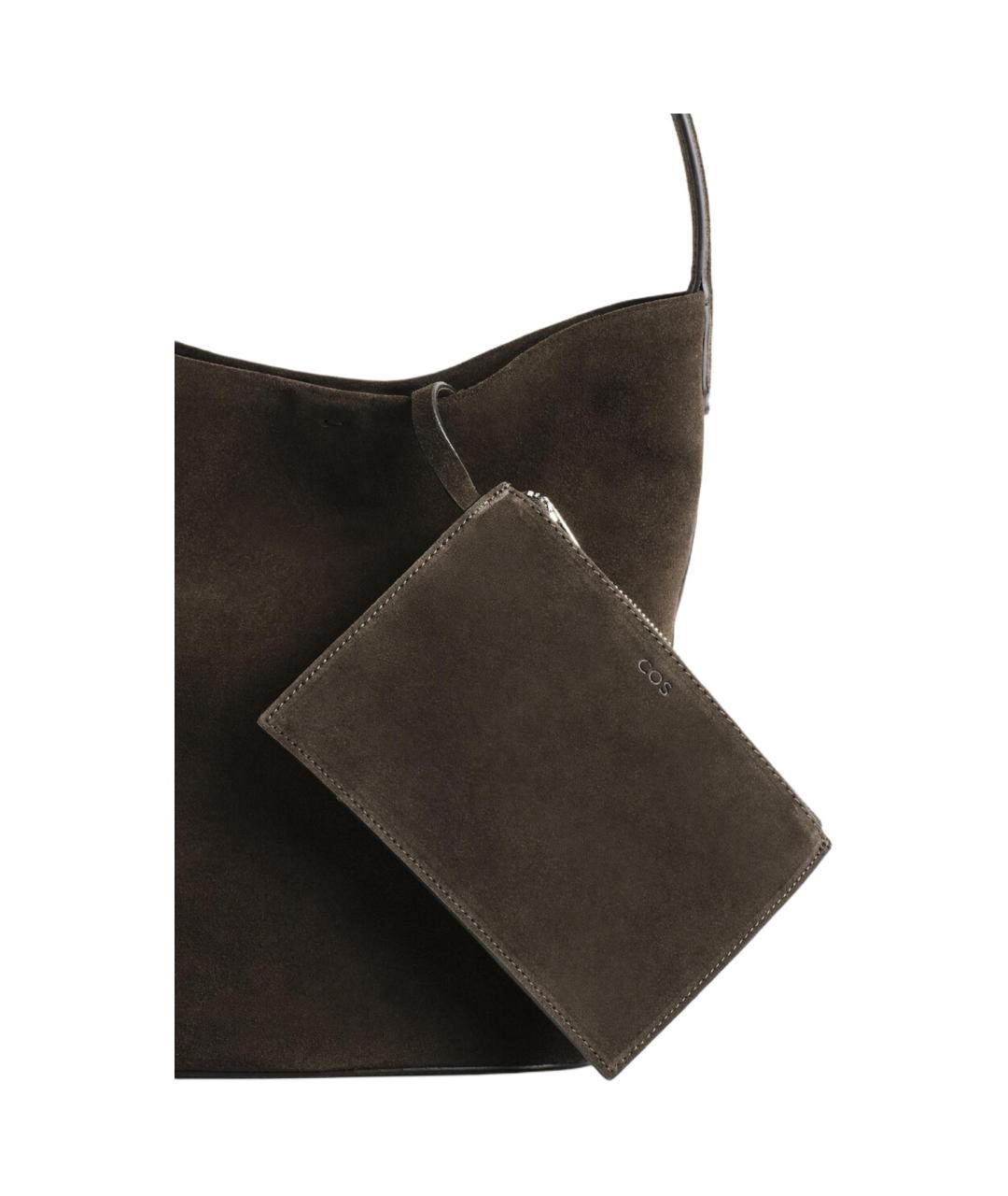 COS Коричневая кожаная сумка через плечо, фото 3