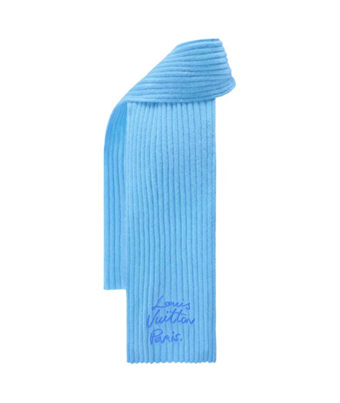 LOUIS VUITTON Голубой шерстяной шарф, фото 2