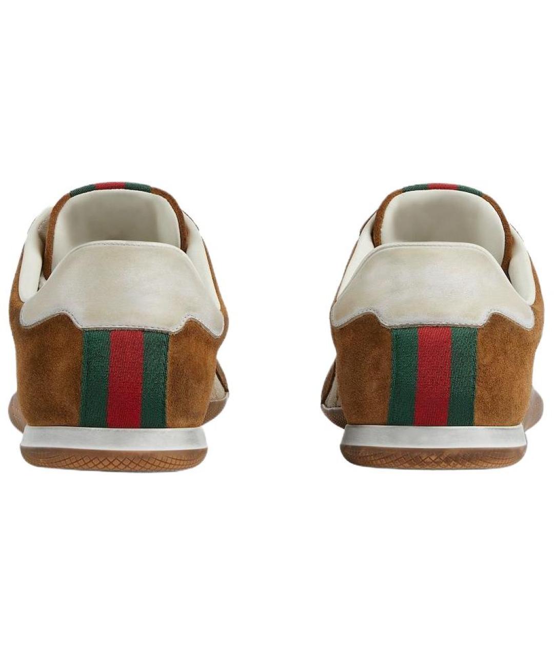 GUCCI Бежевые замшевые низкие кроссовки / кеды, фото 4