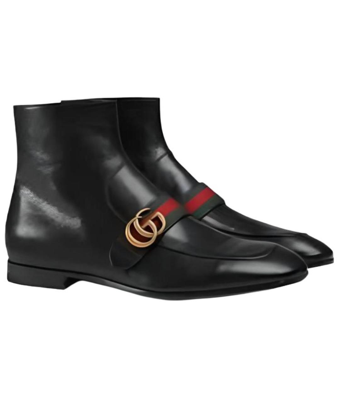 GUCCI Черные кожаные низкие ботинки, фото 3