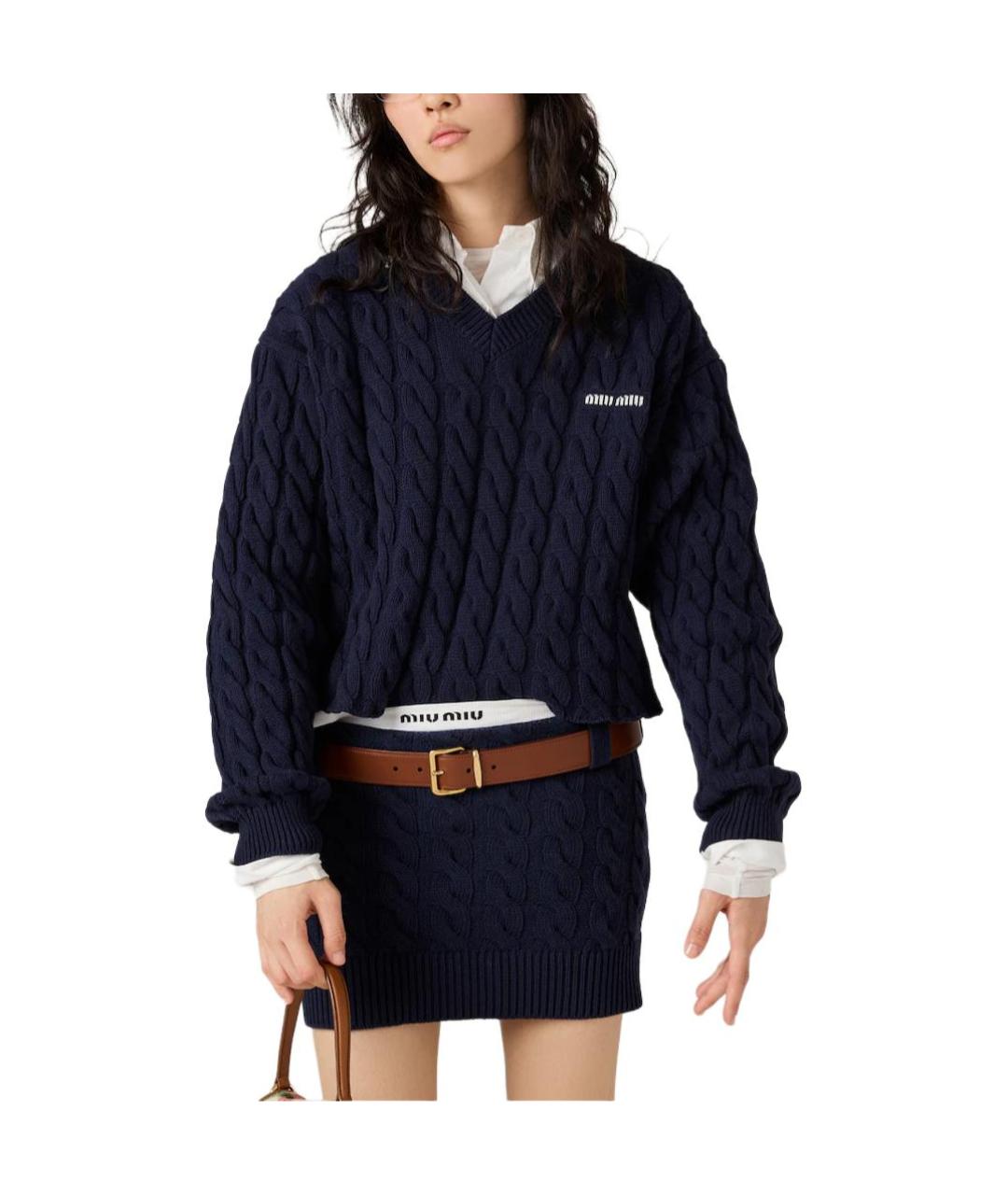MIU MIU Синий джемпер / свитер, фото 2