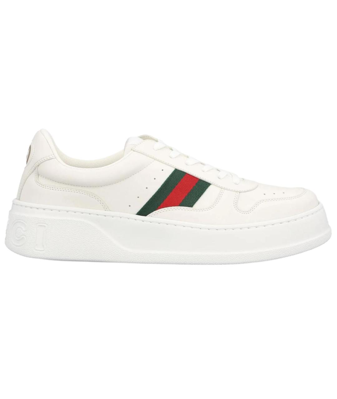 GUCCI Белые кожаные низкие кроссовки / кеды, фото 1