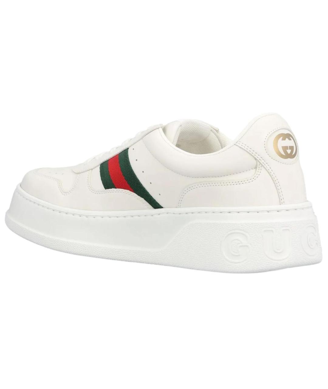 GUCCI Белые кожаные низкие кроссовки / кеды, фото 4