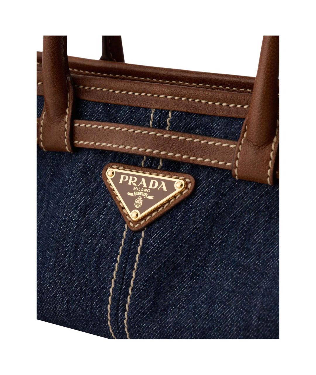 PRADA Синяя тканевая сумка с короткими ручками, фото 5