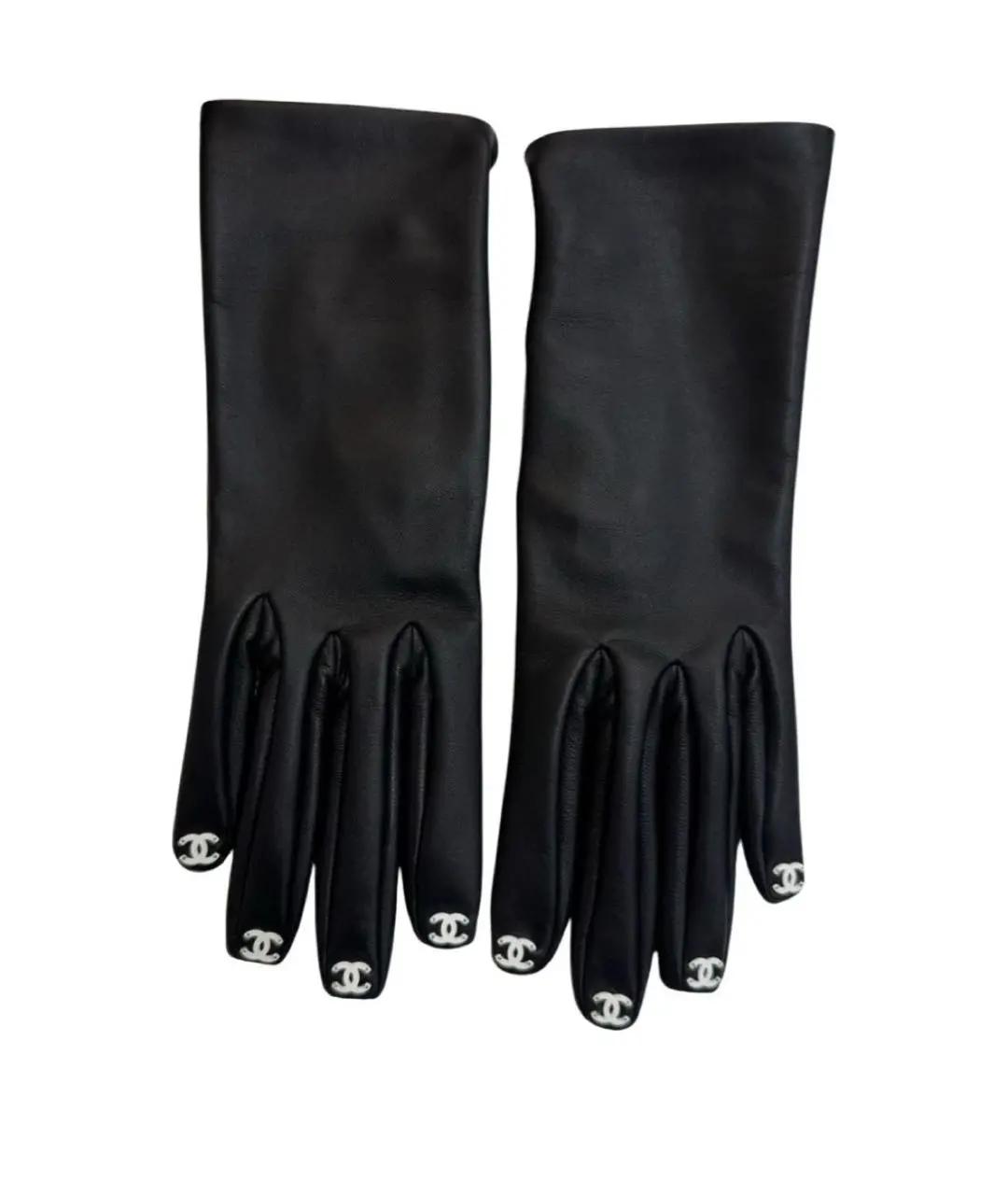 CHANEL Черные кожаные перчатки, фото 1