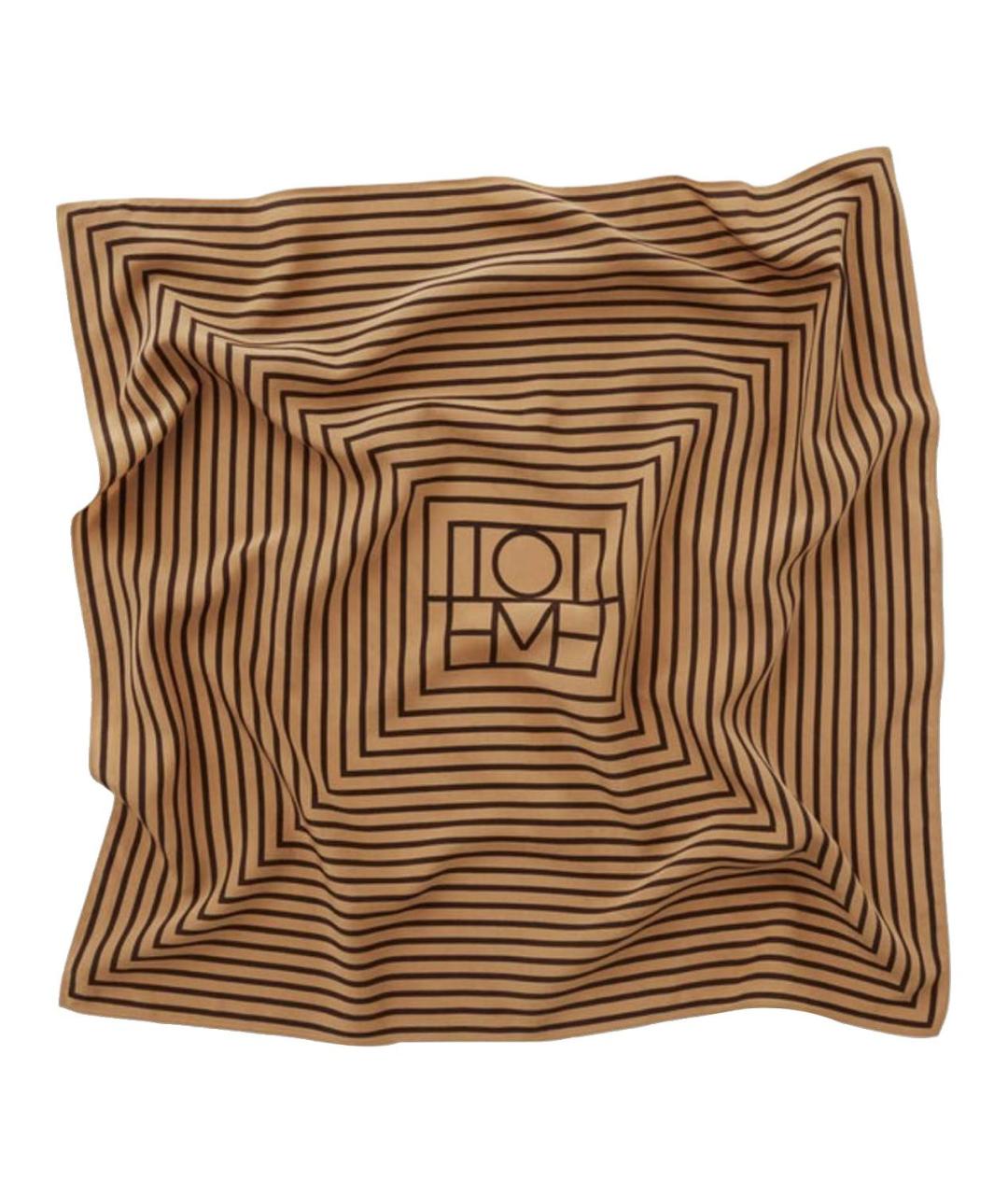 TOTEME Коричневый шелковый шарф, фото 2