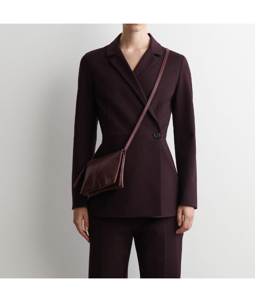 COS Бордовая кожаная сумка через плечо, фото 5