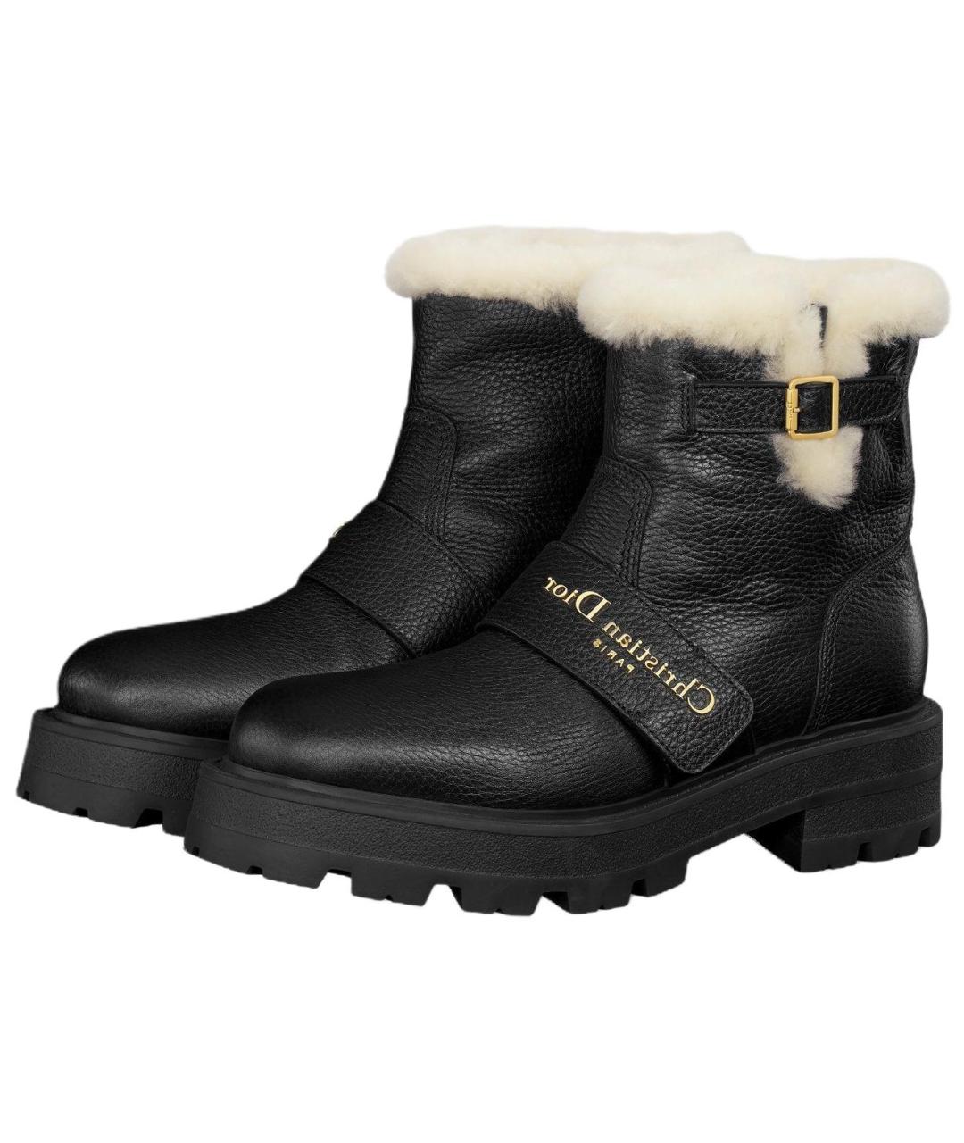 CHRISTIAN DIOR Черные кожаные ботинки, фото 3